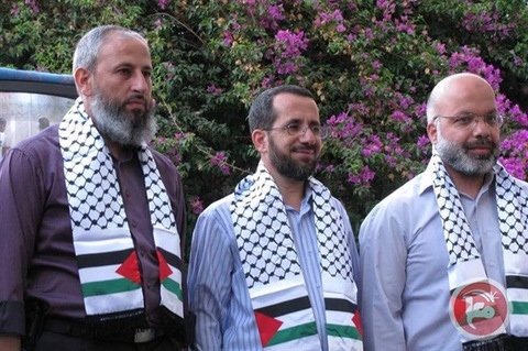 Muhammad Abu Teir, Ahmad Attun, Muhammad Tutah and Khalid Abu Arafeh, Members of Palestine's parliament, the Palestinian Legislative Council.